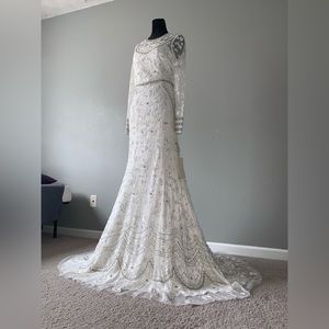 Melissa Sweet illusion long sleeve beaded overlay wedding dress